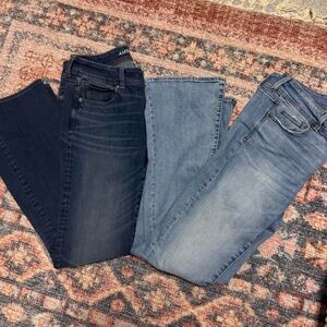 American Eagle Outfitters Women's Dark and Light Blue boot cut Jeans
